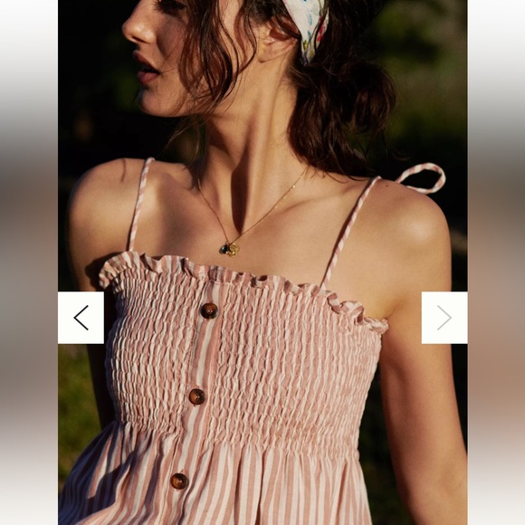 Faithfull Brighton Linen Dress pink and white striped - Picture 4 of 10